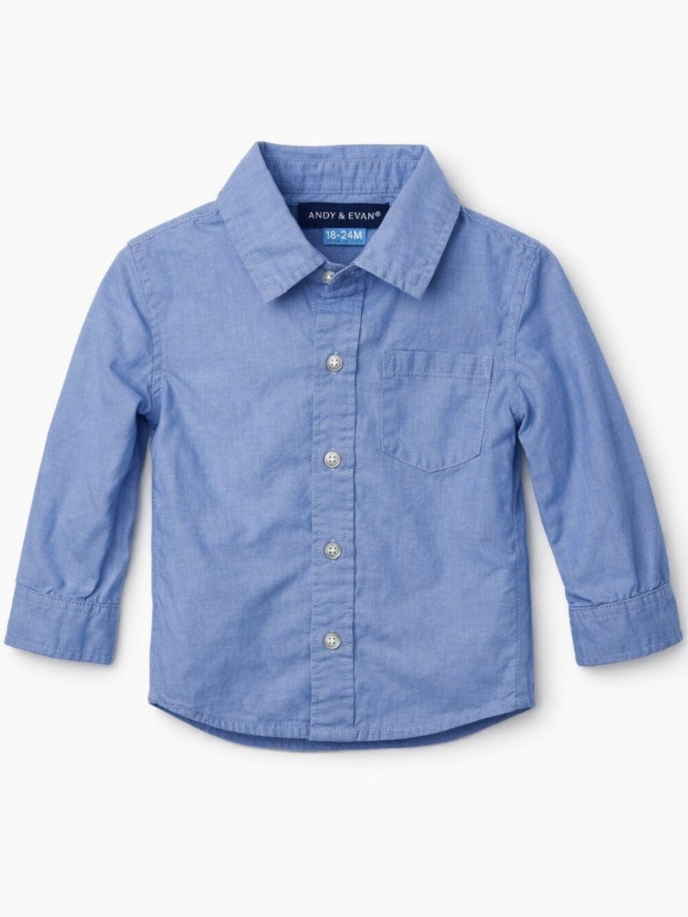 Andy & Evan Boys Light Blue Button‑Down Shirt | 18–24M